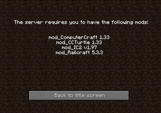 The server requires you to have the following mods: