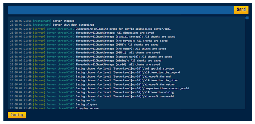 Server Console, enter server command and watch for warning and bugs
