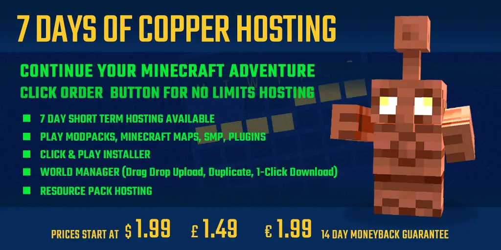 StickyPiston 7 Day Minecraft Server Hosting