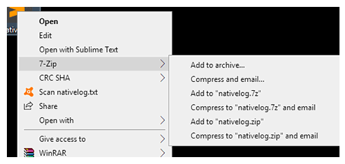 7zip right click options