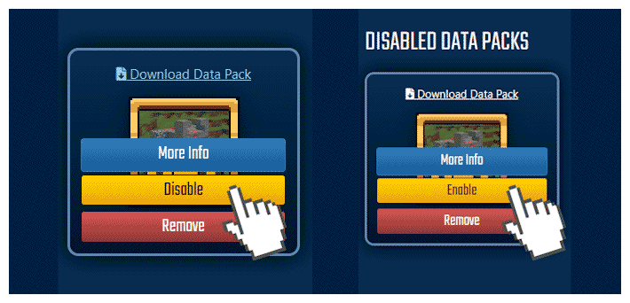 Disable and enable Data Packs