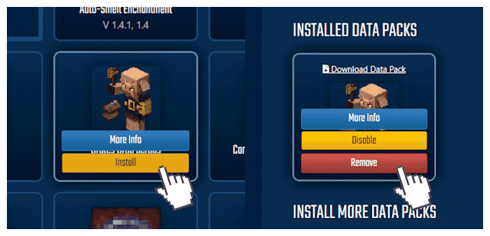 Install and remove Data Packs