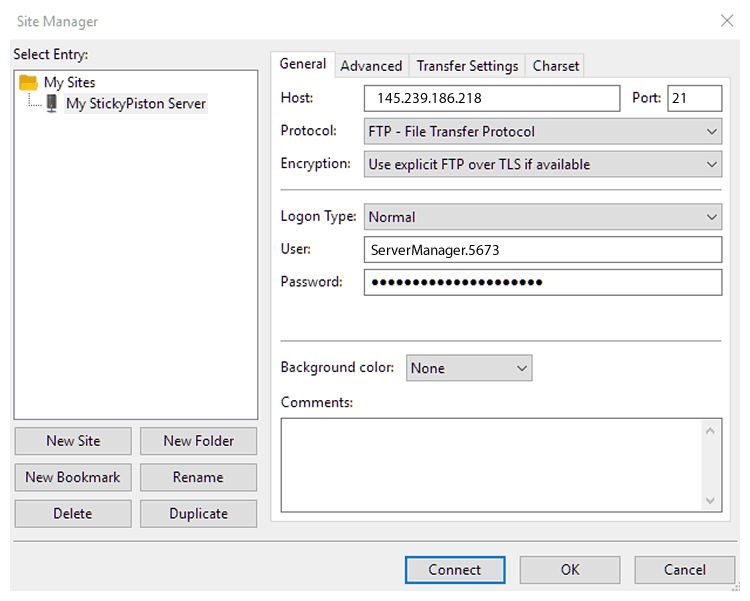 Filezilla Connection Manager
