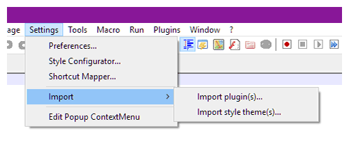 Notepad++ Import Plugins