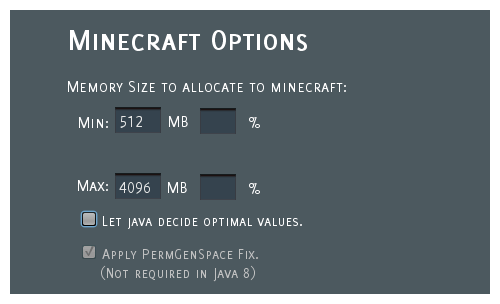 VoidLauncher Minecraft Options