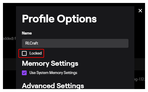 Unlock Profile Options