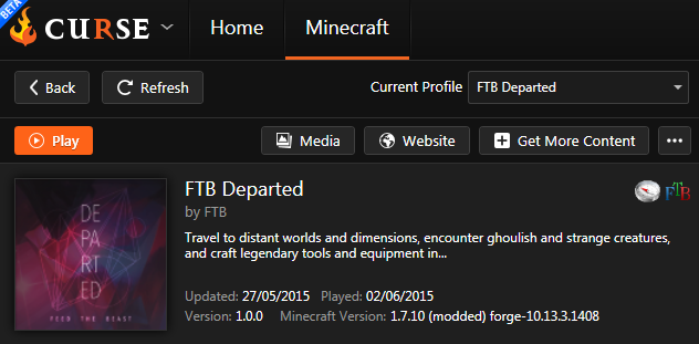 FTB Departed Server Hosting Rental  StickyPiston