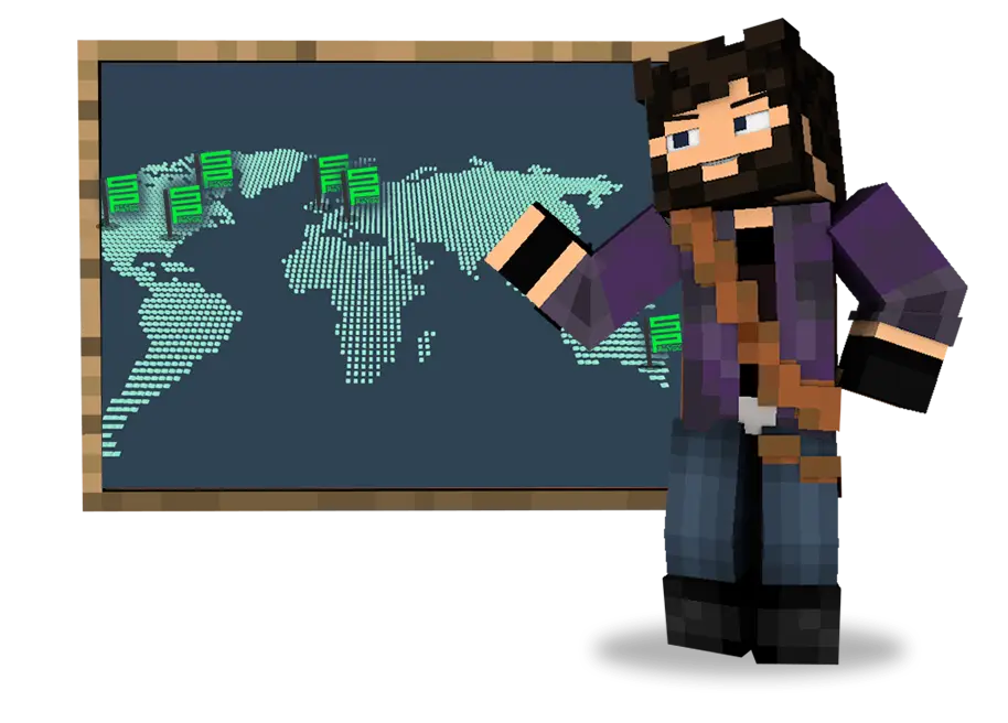 Instant Minecraft server setup, with locations close to where you live for the best ping and no server lag