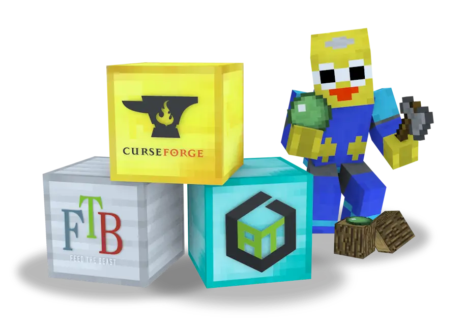 Minecraft modded servers from all your favourite modpack launchers