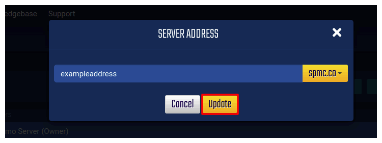 The button to save changes on the friendly address.