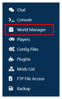 The World Manager entry in the Multicraft Menu