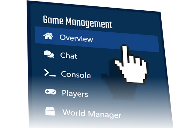 Multicraft Control Panel interface showing server overview, player management, and administration tools
